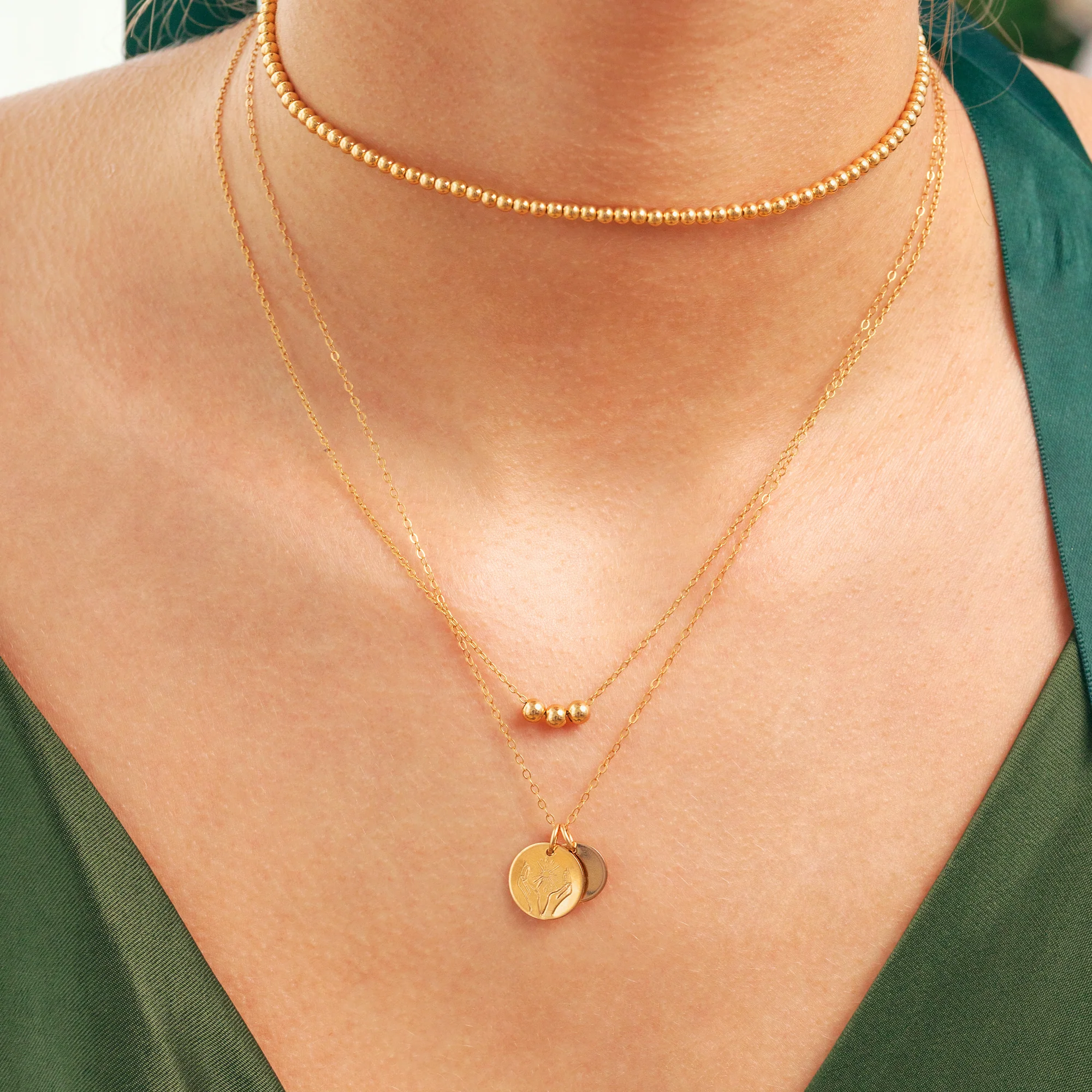 Gold Barbelle Choker Necklace
